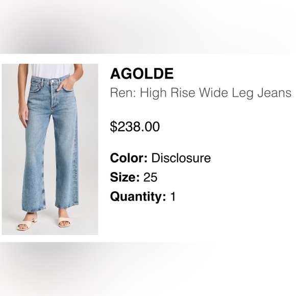 Agolde High Rise Wide Leg Jeans - Light Blue - Picture 1 of 5